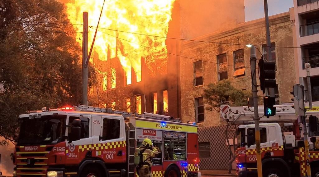 Massive Fire Engulfs Central Sydney Building, Threatens Neighboring Structures